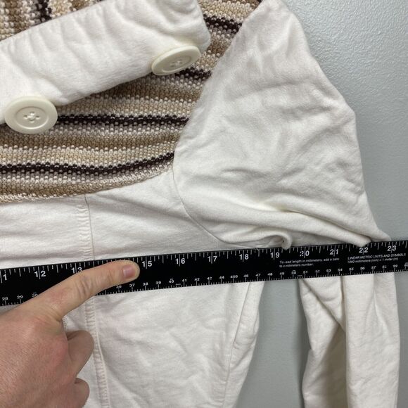 Prana Womens Large L Fleece Lined Rowen Jacket Off White Midweight Cotton Button - Picture 6 of 13